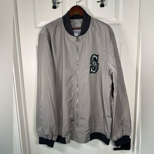 MLB Mariners Bomber Jacket Grey Sports Jacket Baseball Men’s Size 2XL